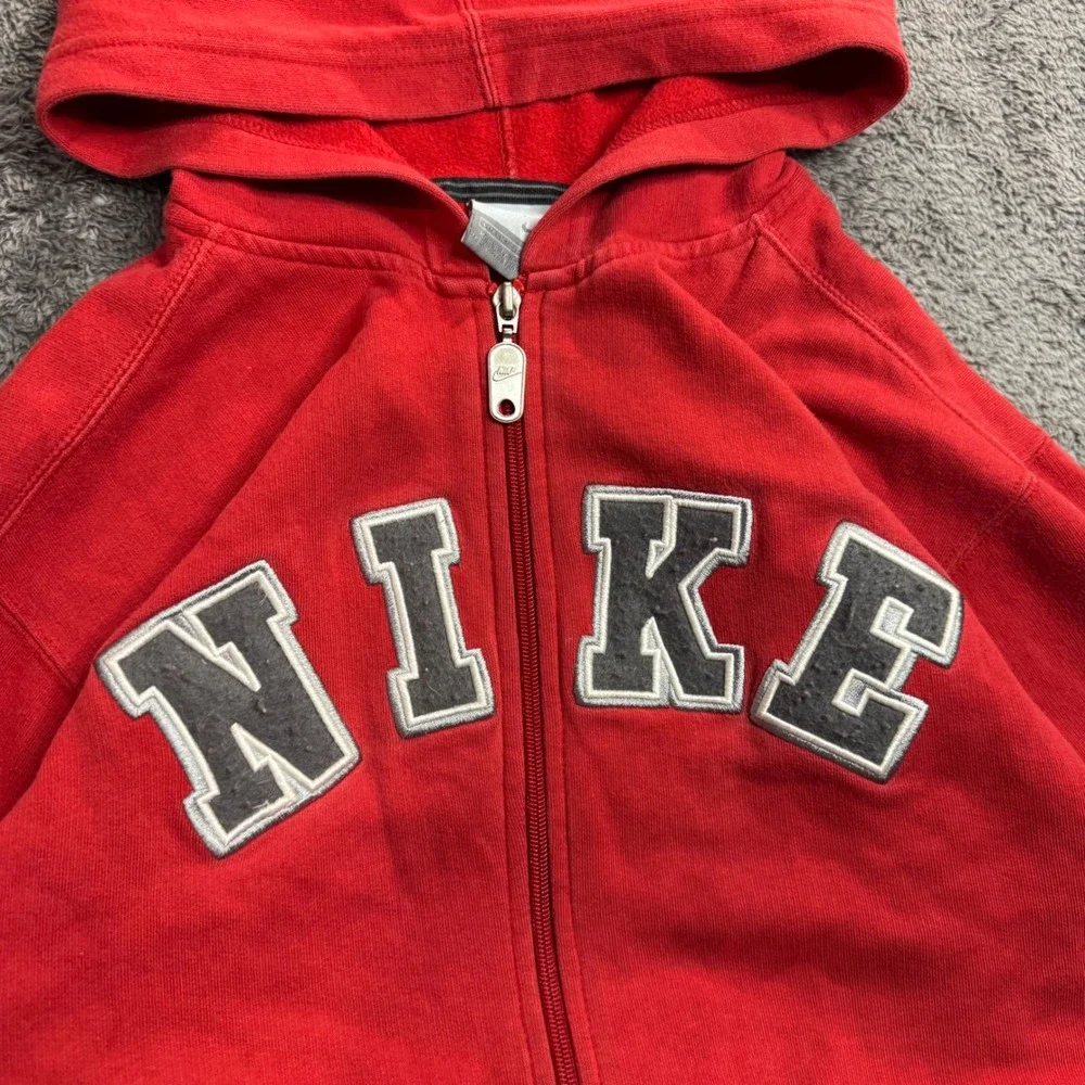 Nike Y2K Full Zip Hoodie Sweatshirt Collegiate Spellout Logo Size L 14-16